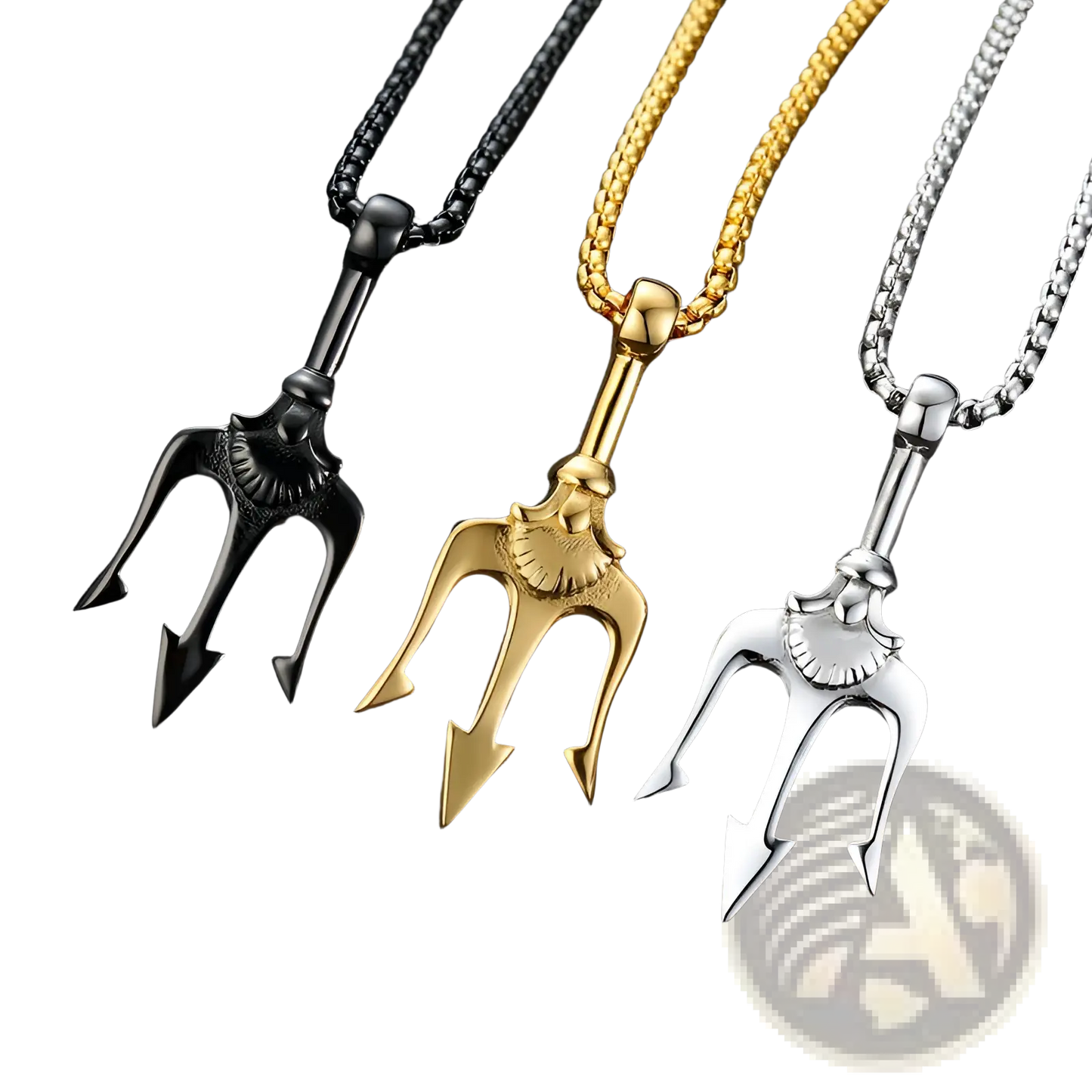 Poseidon Trident Pendant Necklace in Titanium Steel