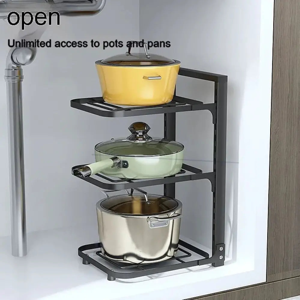 3-tier Adjustable Stainless Steel Pot and Pan Organizer