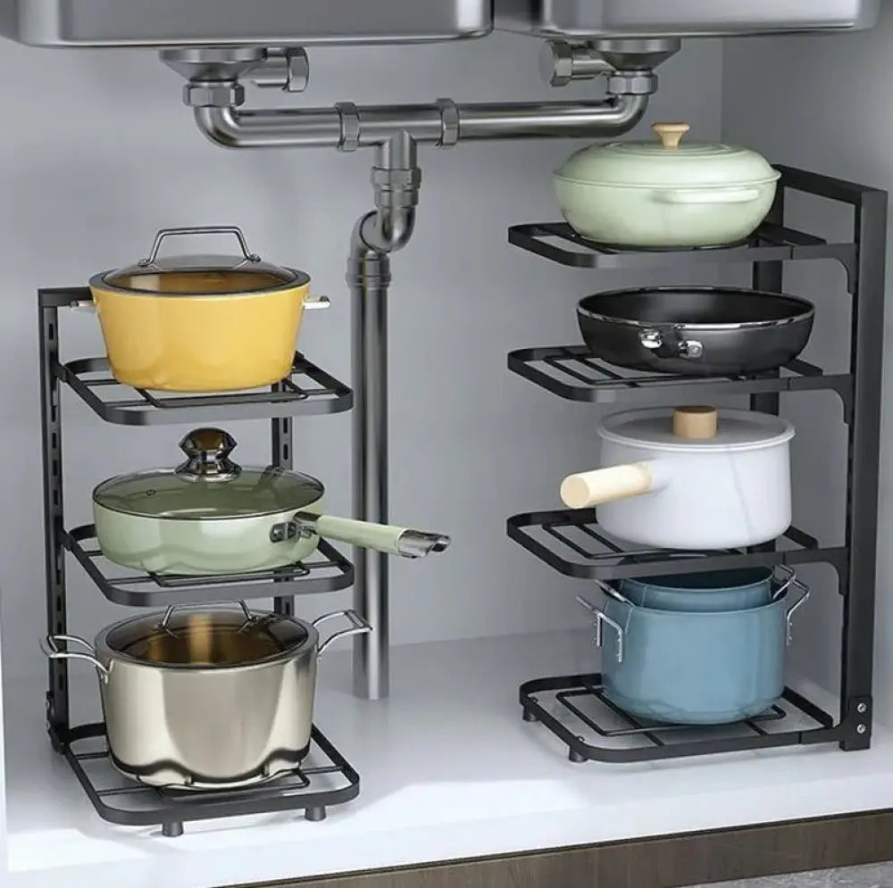 3-tier Adjustable Stainless Steel Pot and Pan Organizer