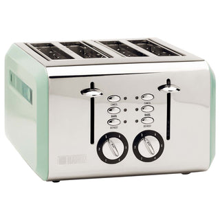 Haden Cotswold 4-Slice Wide Slot Stainless Steel Body Retro Toaster, Sage Green