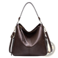 Premium Brown Leather Hobo Crossbody Bag with Gold Hardware