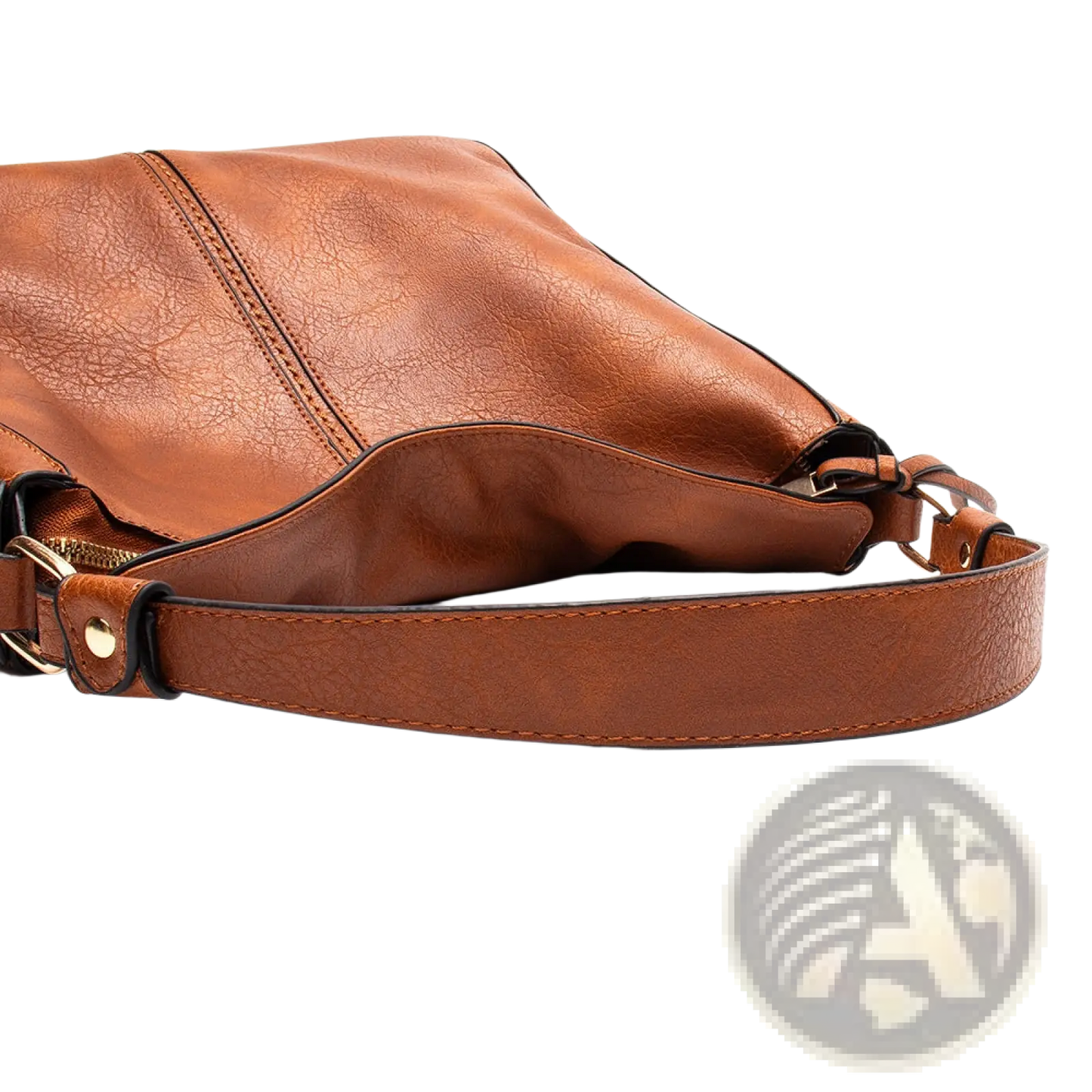 Premium Brown Leather Hobo Crossbody Bag with Gold Hardware