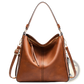 Premium Brown Leather Hobo Crossbody Bag with Gold Hardware