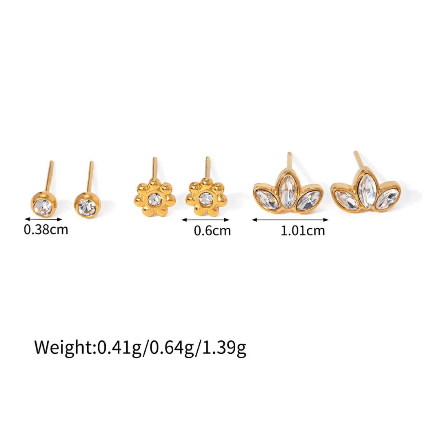 Premium Gold Plated Crystal and Shell Stud Earring Set