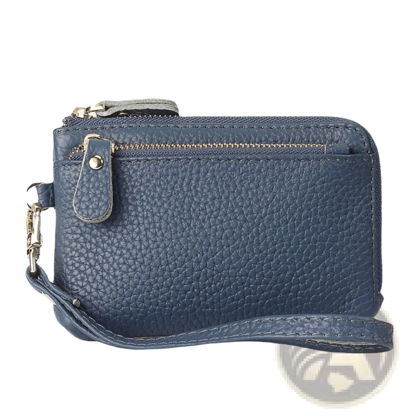 Premium Textured Leather Wristlet Wallet with Gold Hardware