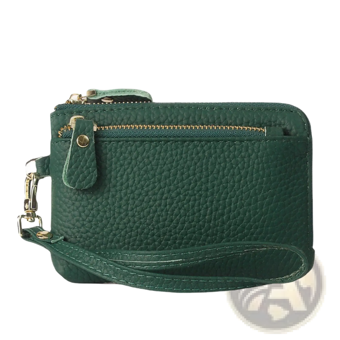 Premium Textured Leather Wristlet Wallet with Gold Hardware