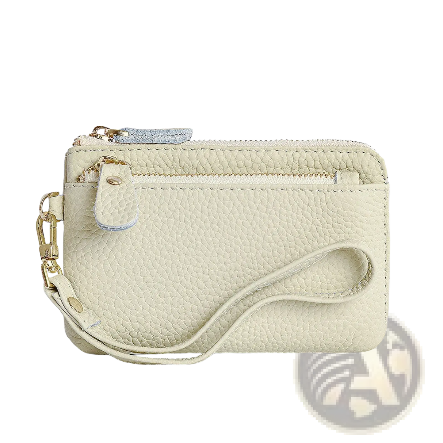 Premium Textured Leather Wristlet Wallet with Gold Hardware