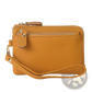 Premium Textured Leather Wristlet Wallet with Gold Hardware