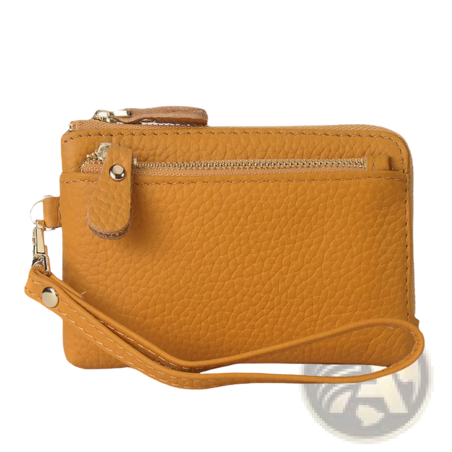 Premium Textured Leather Wristlet Wallet with Gold Hardware