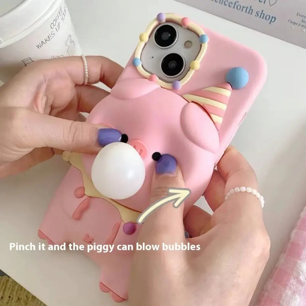 3d Pig Cartoon Bubble Popping Silicone Stress Relief Case