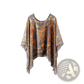 Printed Silk Patterned Pullover Shawl Cape Outerwear
