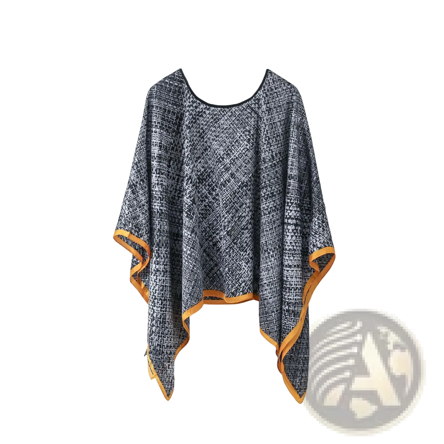 Printed Silk Patterned Pullover Shawl Cape Outerwear
