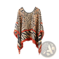 Printed Silk Patterned Pullover Shawl Cape Outerwear
