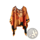Printed Silk Patterned Pullover Shawl Cape Outerwear
