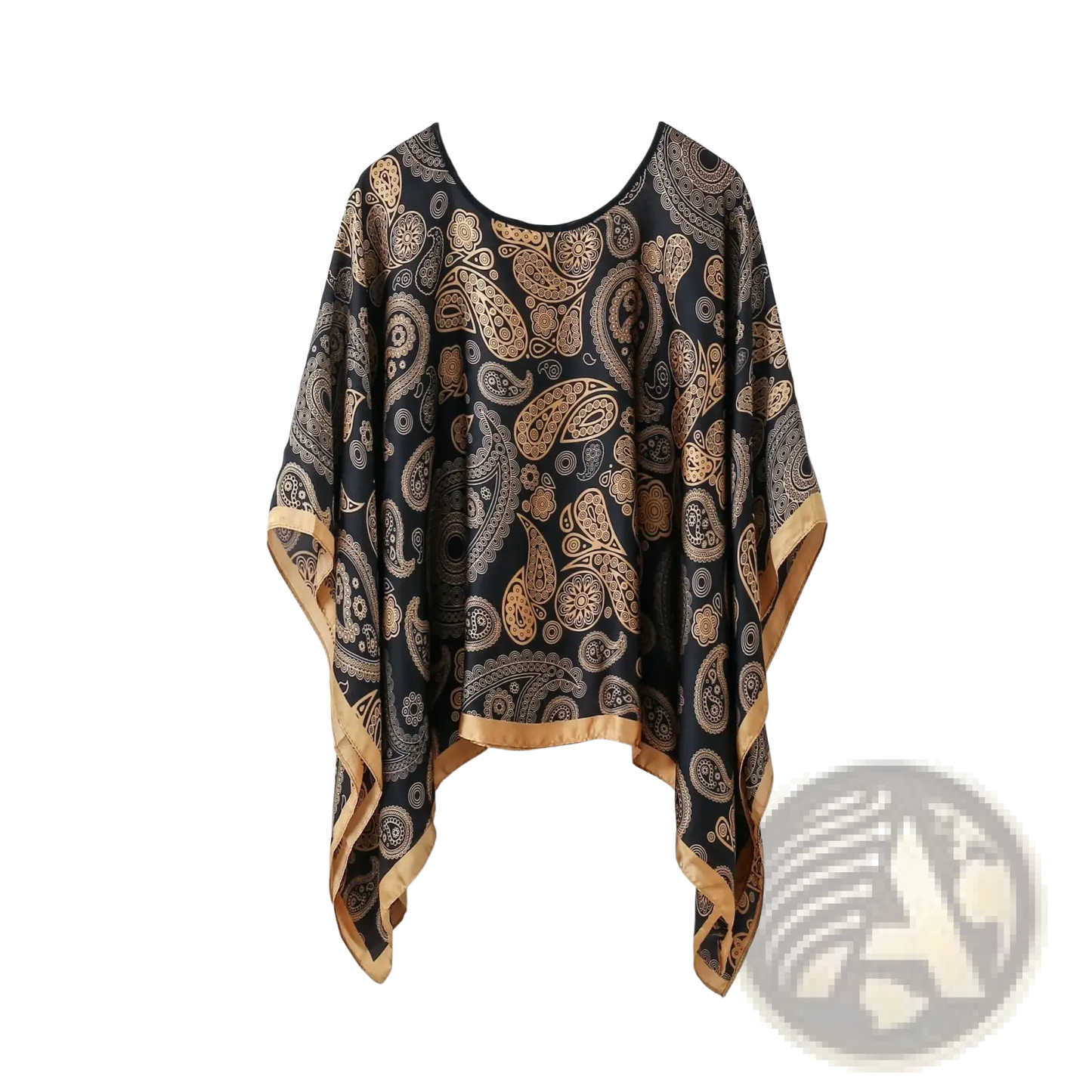Printed Silk Patterned Pullover Shawl Cape Outerwear
