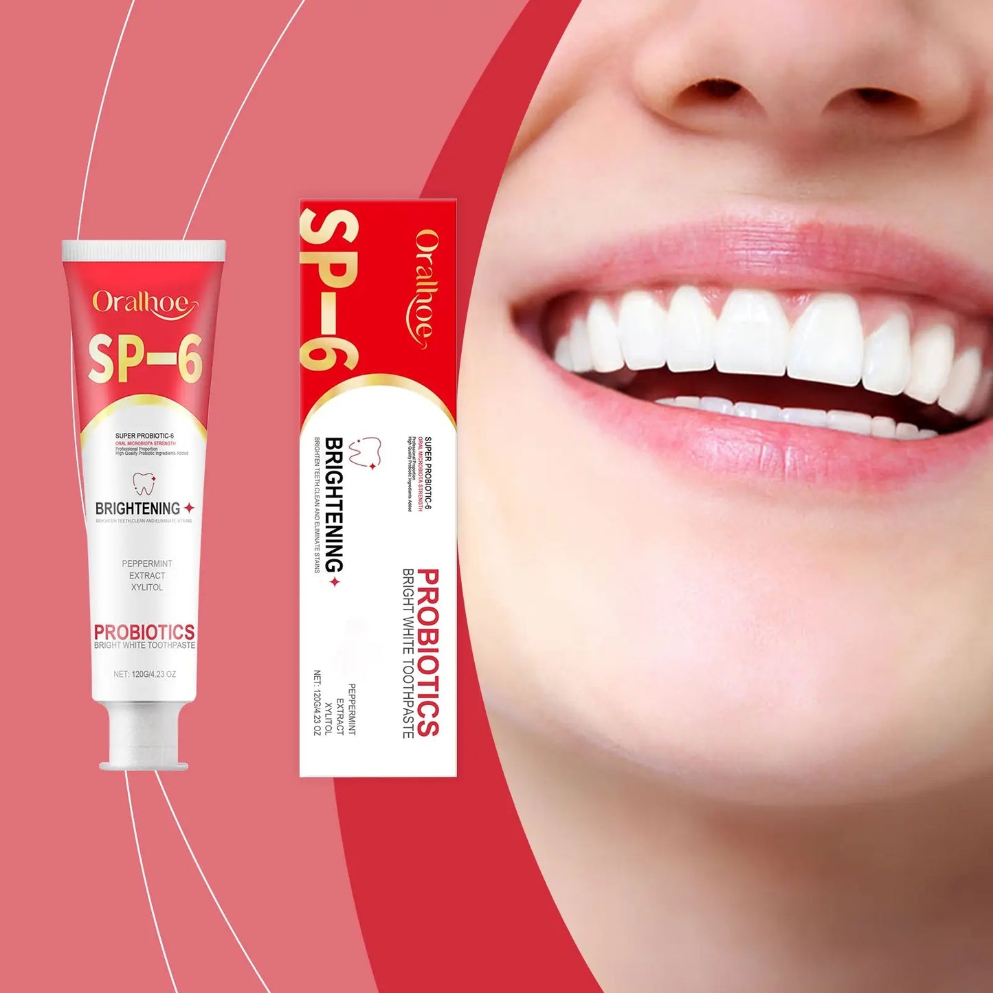 Probiotic Brightening Toothpaste with Peppermint Extract