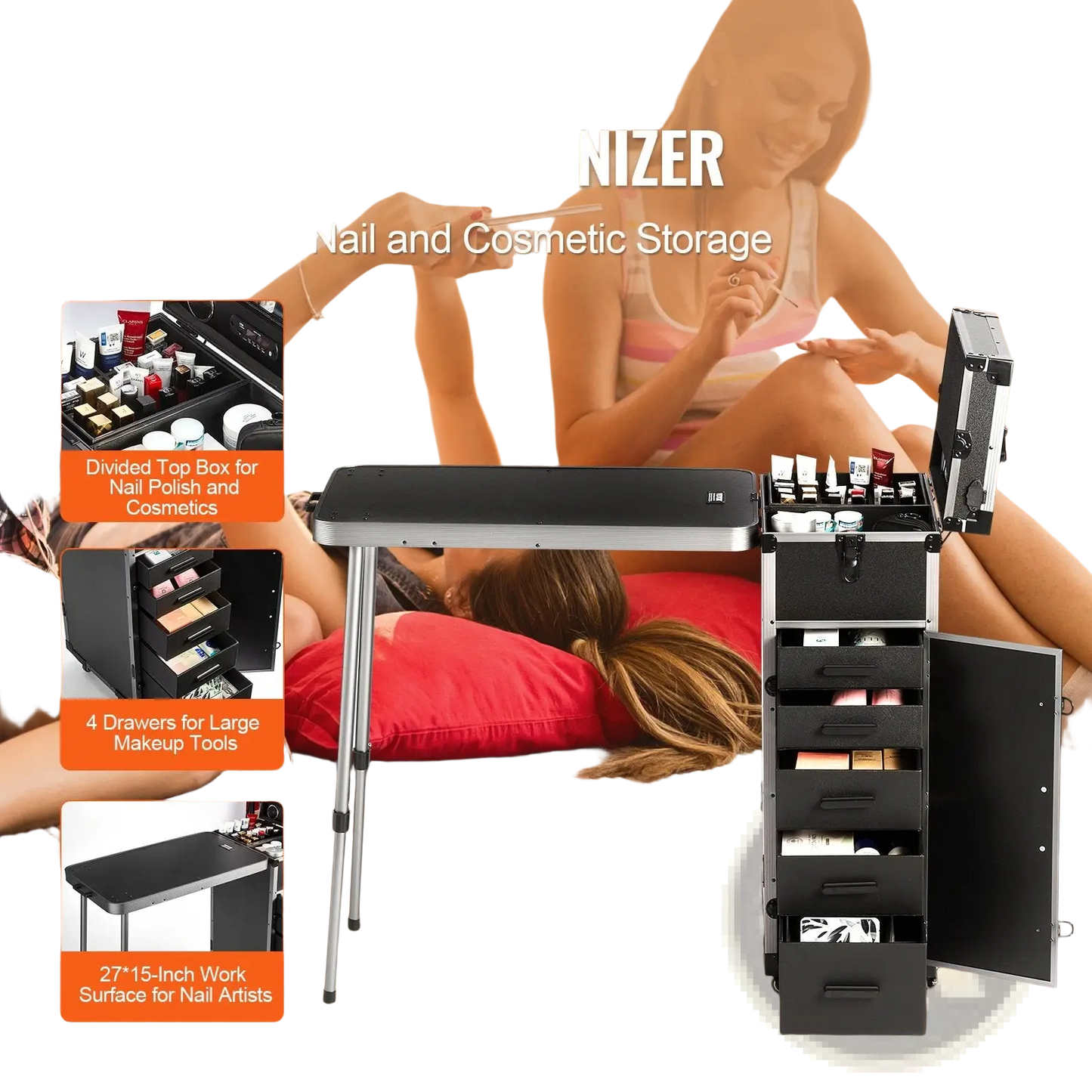 Professional Makeup Train Case with Bluetooth Speaker