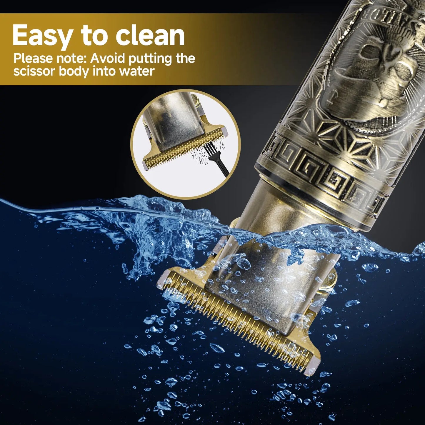 Professional Mens Hair Clippers Gold Cordless Trimmer