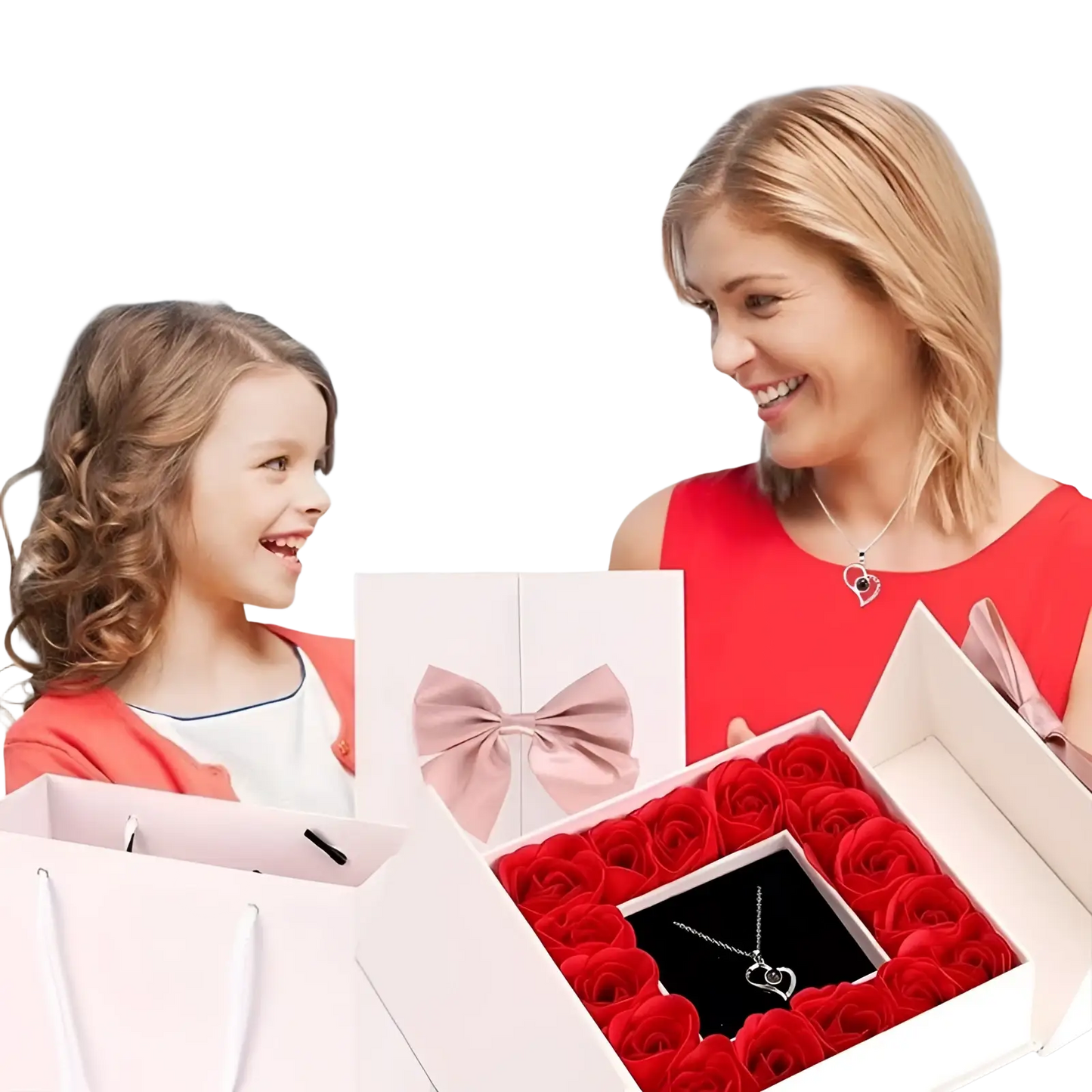 Projection Heart Necklace and Rose Gift Box Set