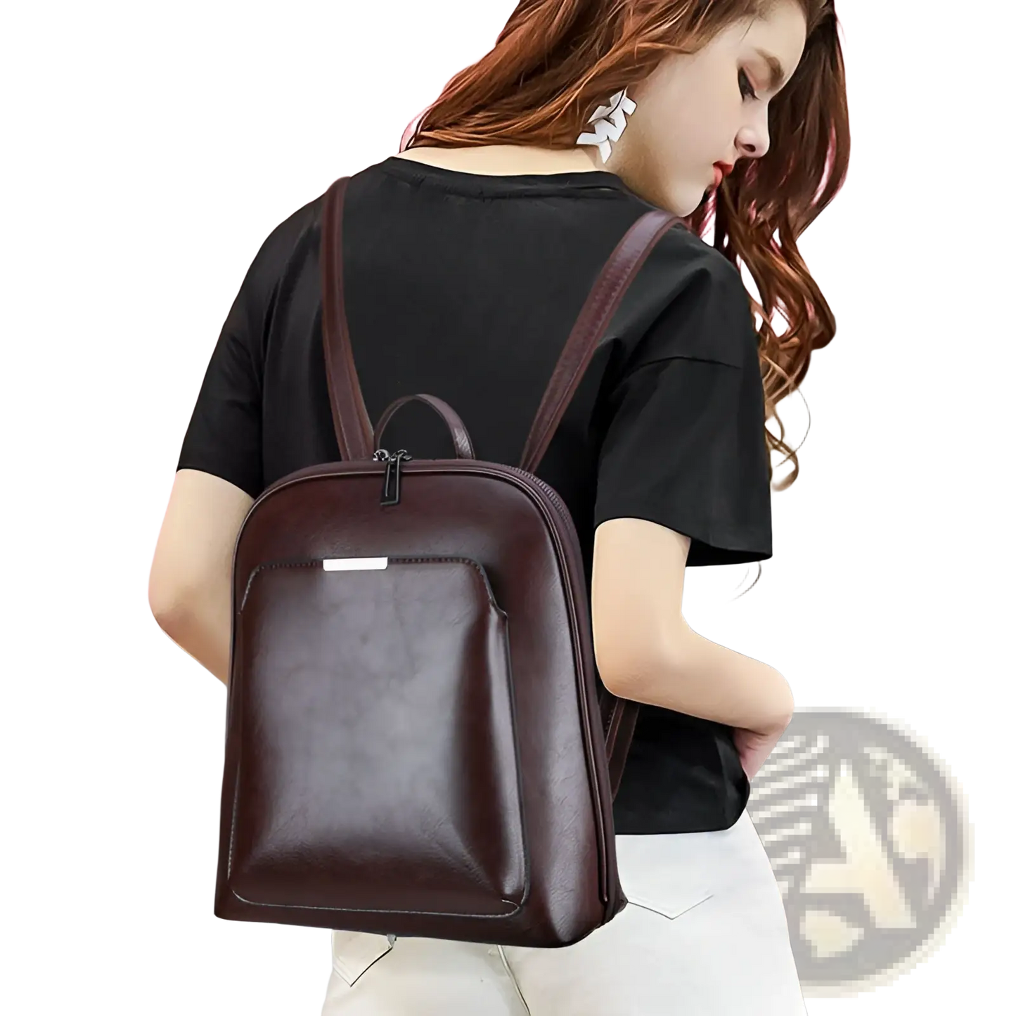 Pu Leather Anti-theft Backpack with Magazine Print
