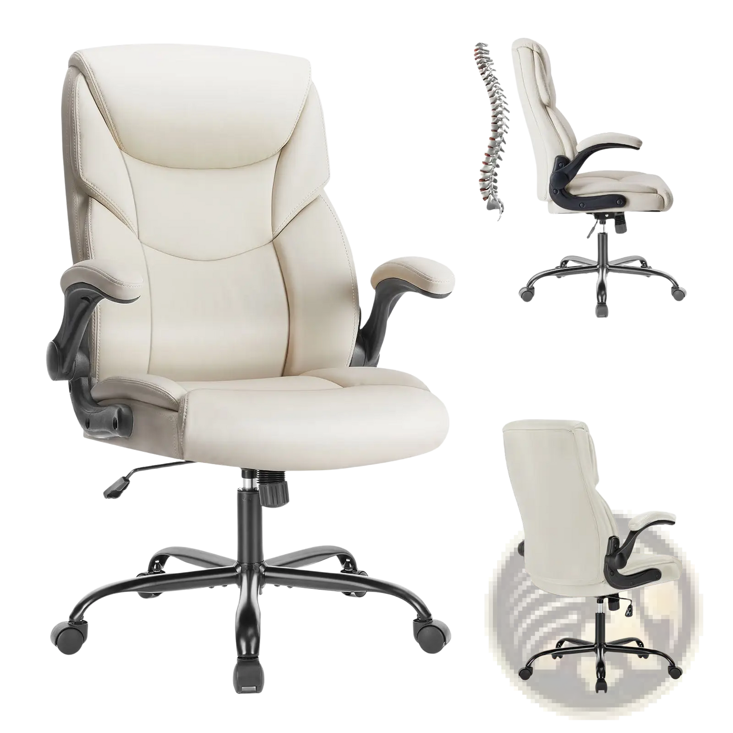 Pu Leather Ergonomic Office Chair with Flip-up Arms