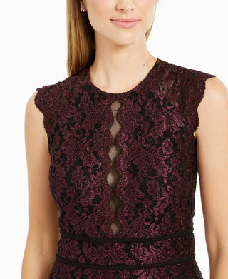 Nightway Women's Metallic Lace Sheath Dress