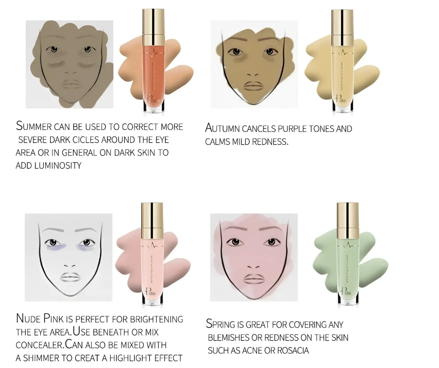 Pudaier Full Coverage Liquid Concealer Makeup 5ml