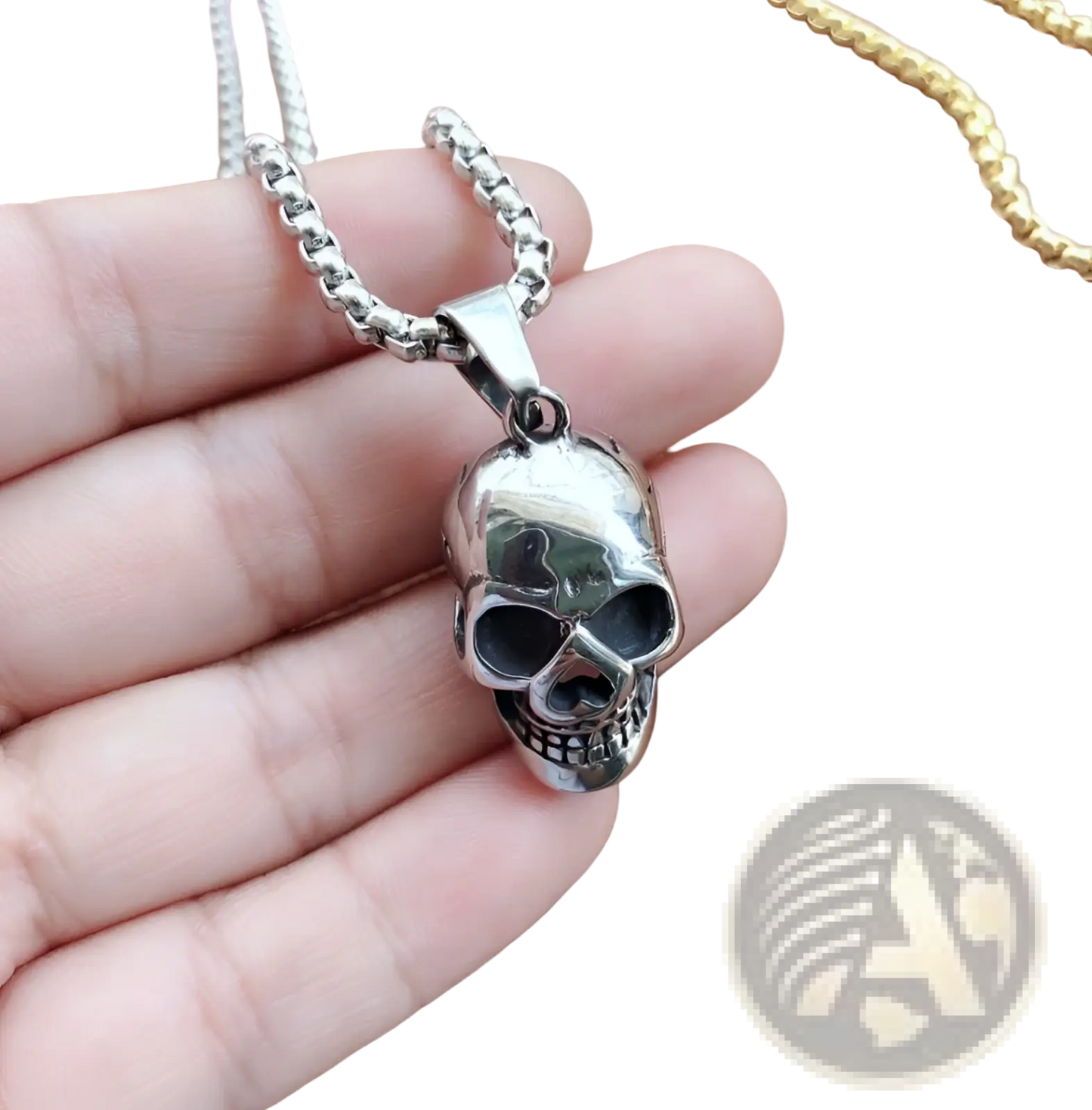 Punk Skull Pendant Titanium Steel Necklace for Men and Women
