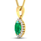 1.13 Carat Genuine Zambian Emerald and White Diamond 14K Yellow Gold Pendant