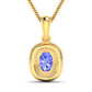 1.45 Carat Genuine Tanzanite and White Diamond 14K Yellow Gold Pendant