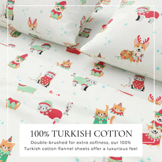 4-Piece Turkish Cotton Christmas Flannel Sheet - Whittaker Collection