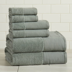 Cotton Linen-Like Border 6-Piece Towel Set - Priya Collection