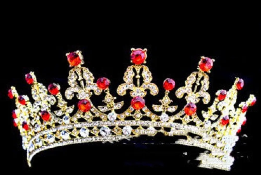 Ornate Crystal Queen Bridal Tiara in Gold and Silver