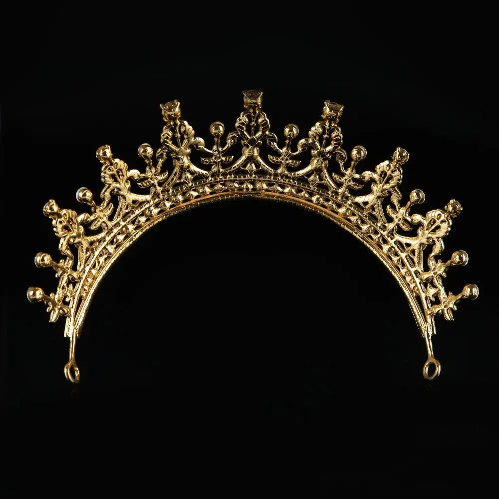 Ornate Crystal Queen Bridal Tiara in Gold and Silver
