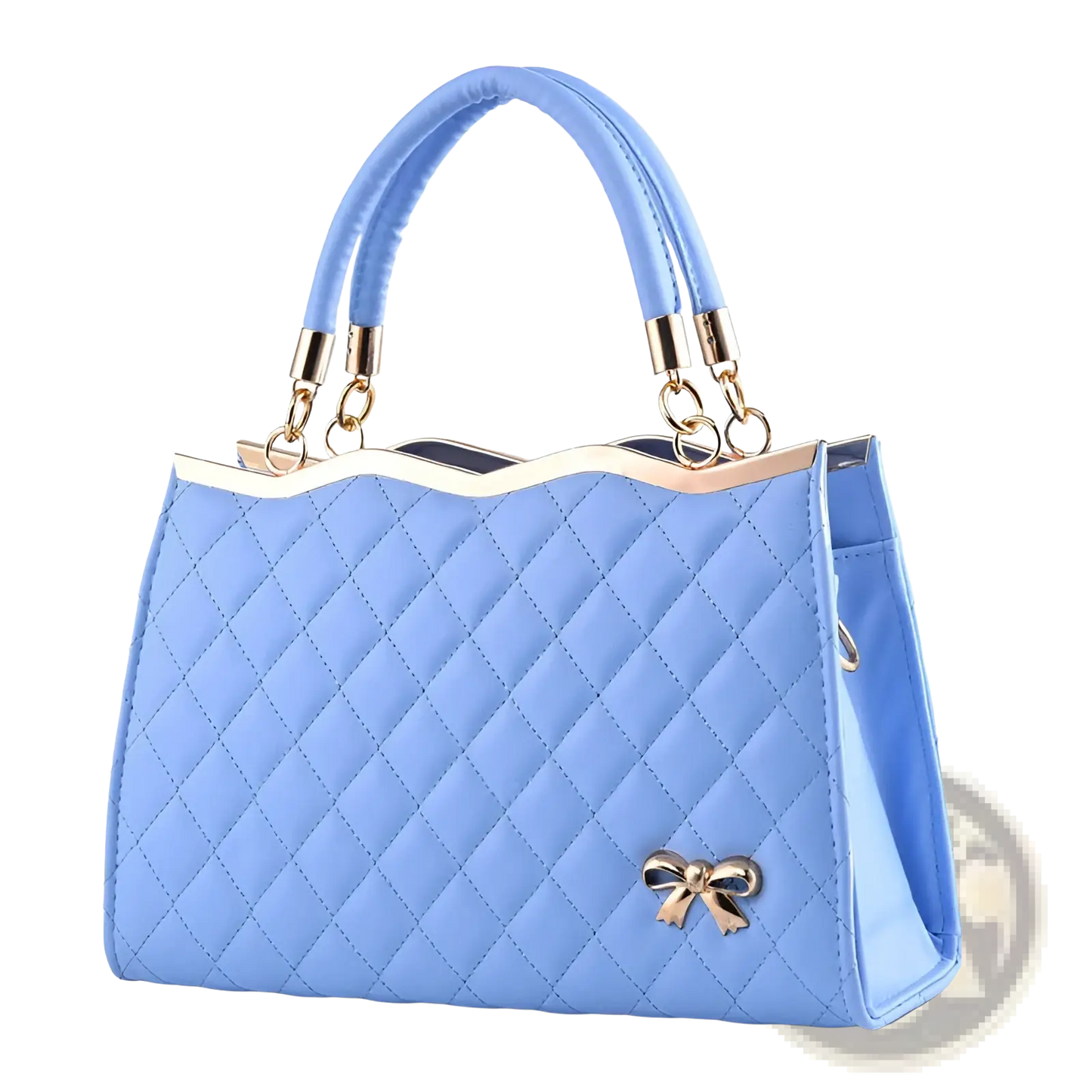Quilted Bow Crossbody Handbag with Gold Hardware