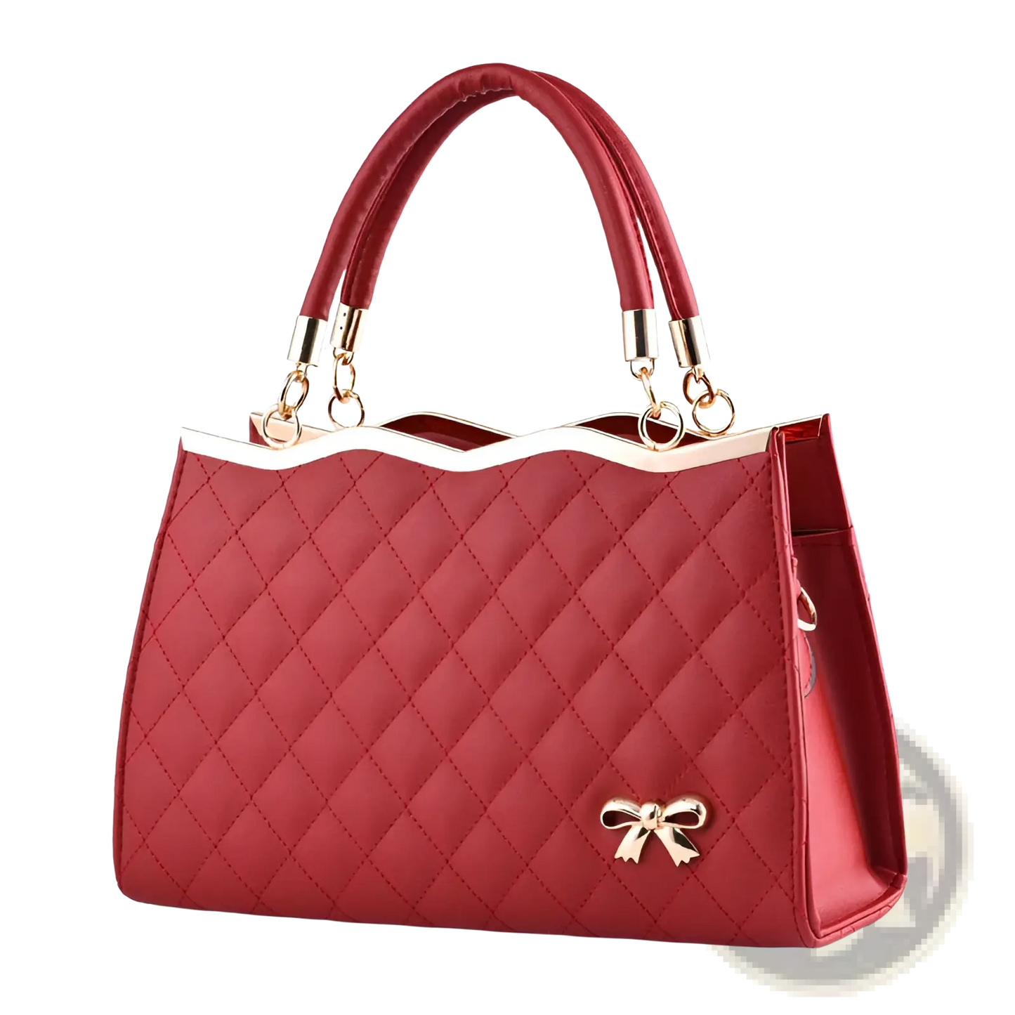 Quilted Bow Crossbody Handbag with Gold Hardware
