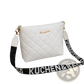 Quilted Chain Messenger Bag with Striped Crossbody Strap