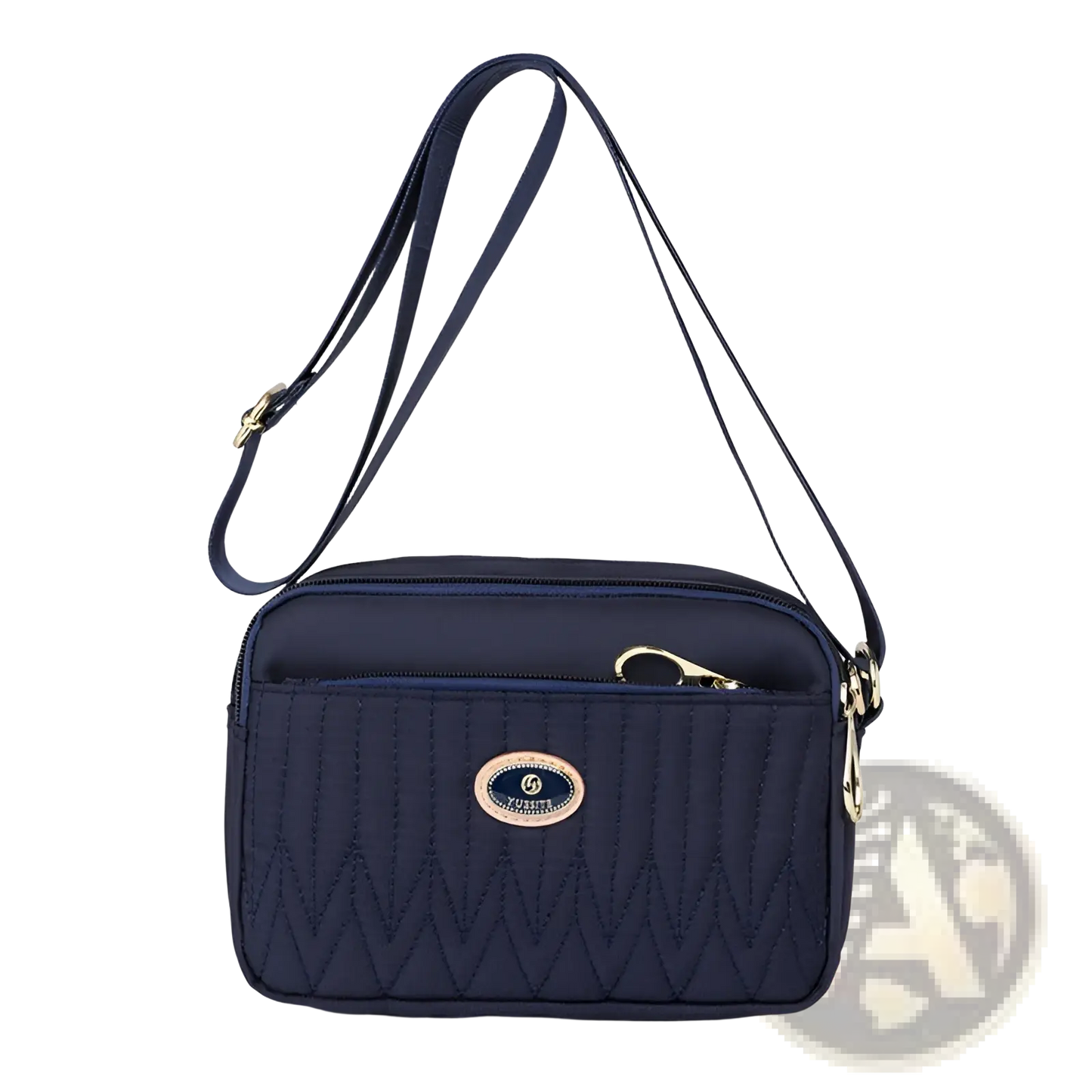 Quilted Crossbody Bag with Gold Hardware and Strap