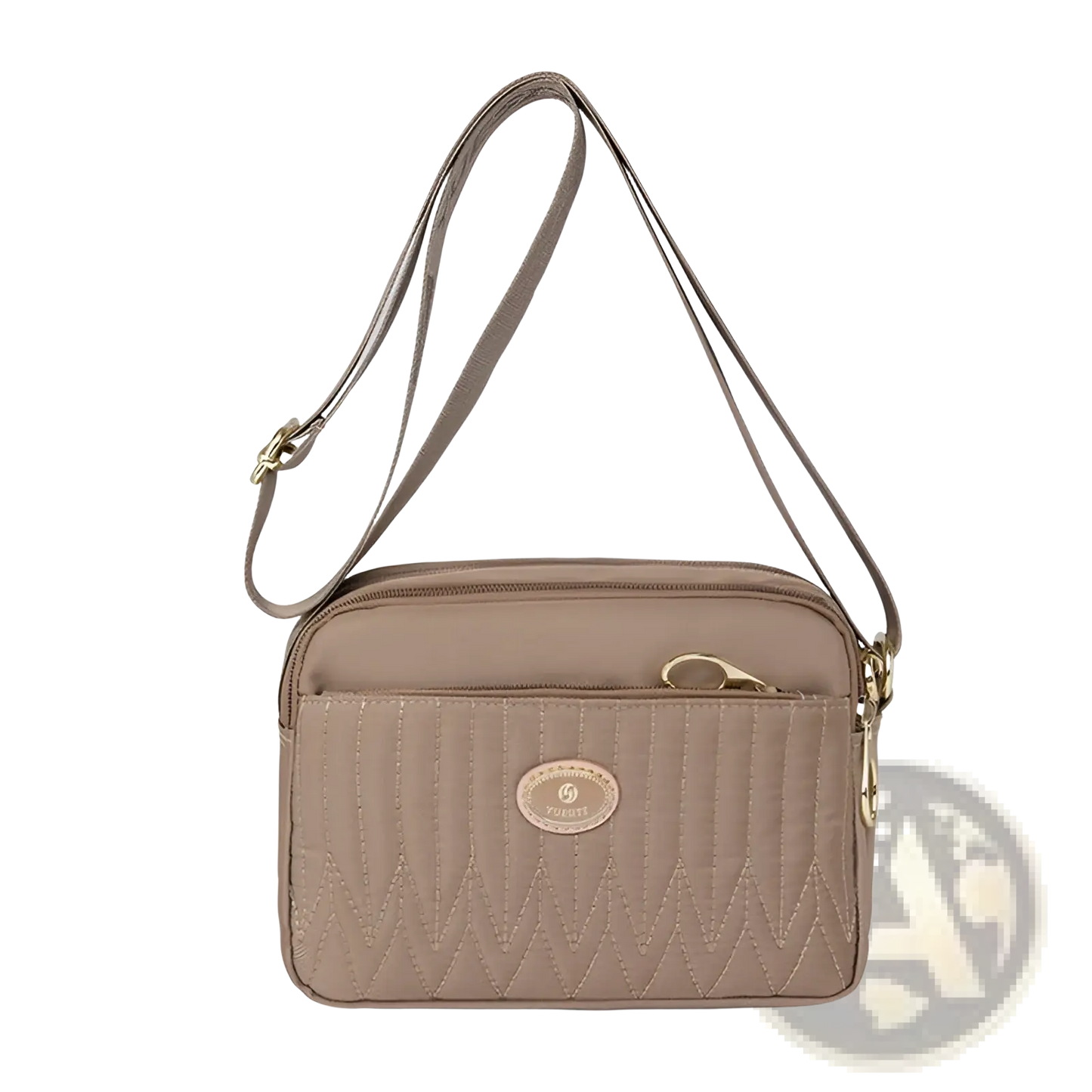 Quilted Crossbody Bag with Gold Hardware and Strap
