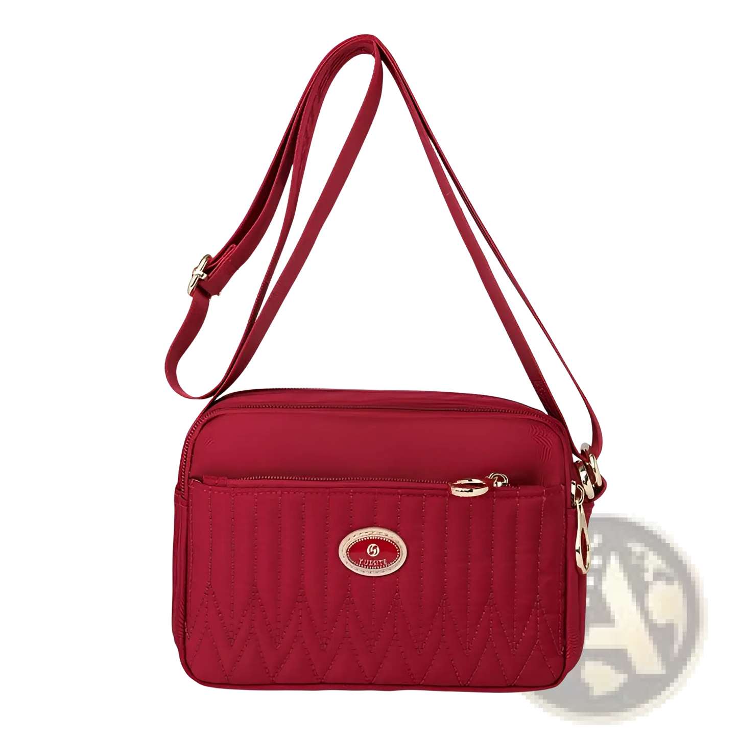 Quilted Crossbody Bag with Gold Hardware and Strap