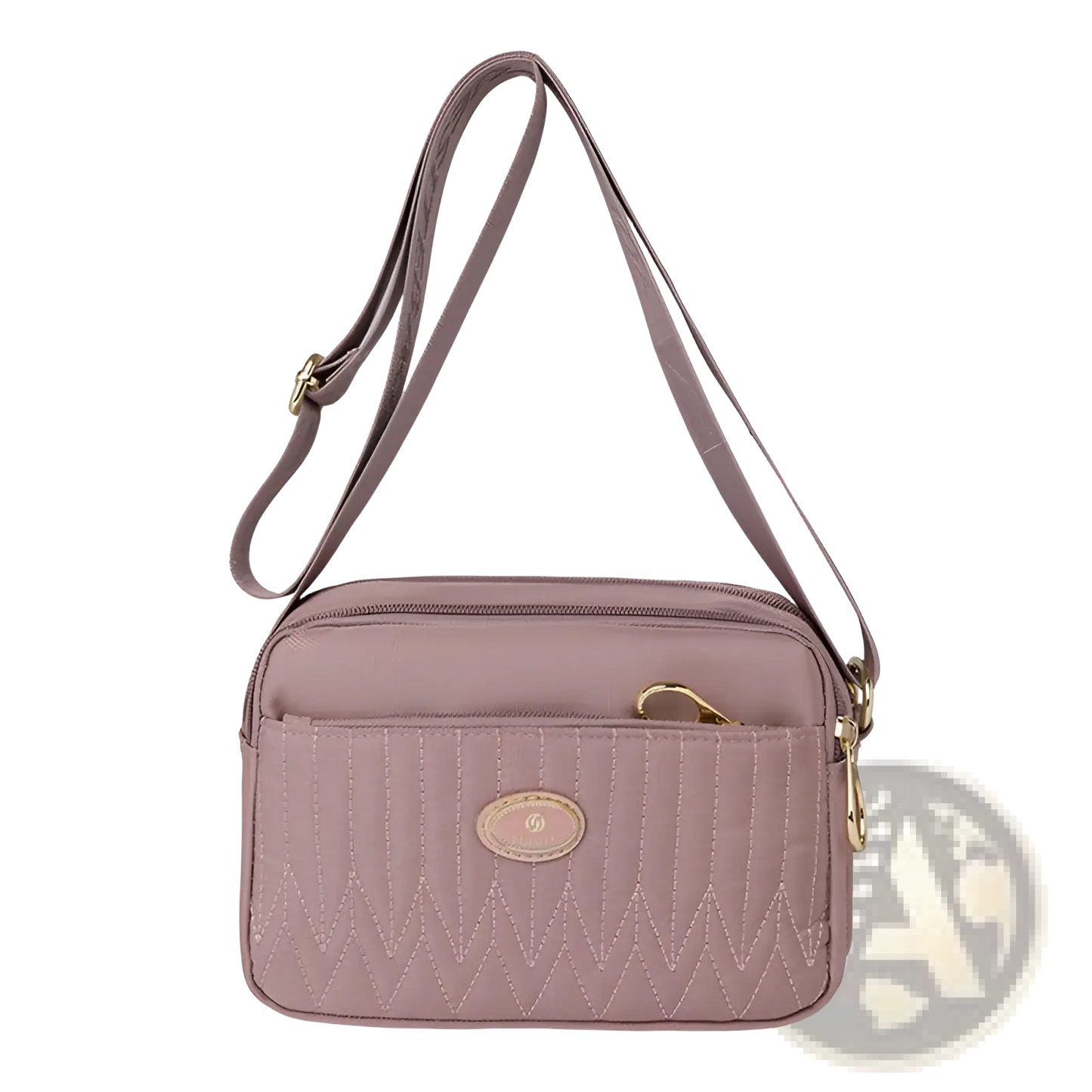 Quilted Crossbody Bag with Gold Hardware and Strap