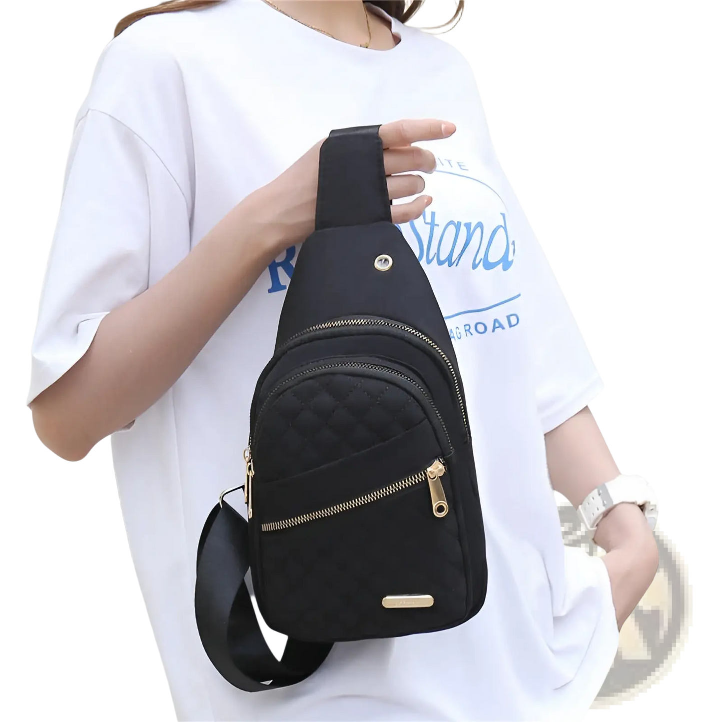 Quilted Crossbody Slanted Chest Bag for Women
