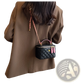 Quilted Diamond Chain Crossbody Bag with Pu Leather