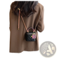 Quilted Diamond Chain Crossbody Bag with Pu Leather