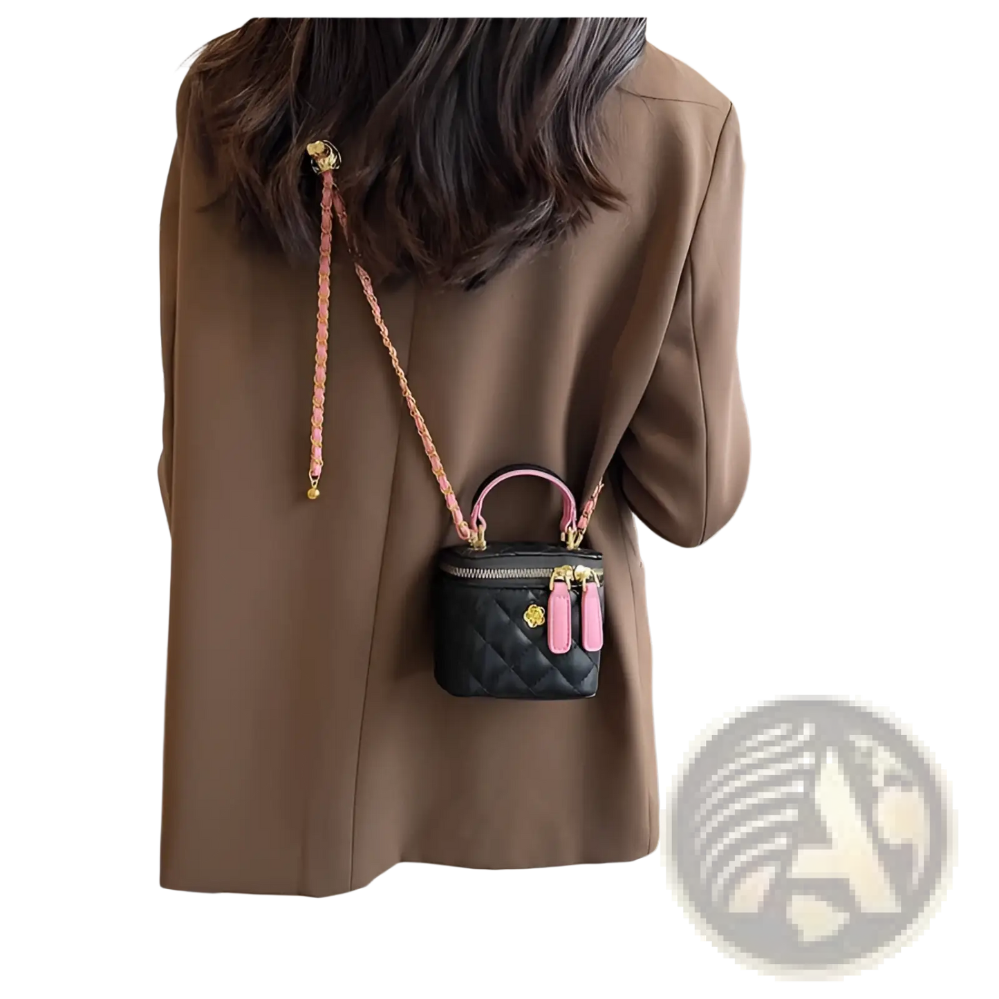 Quilted Diamond Chain Crossbody Bag with Pu Leather