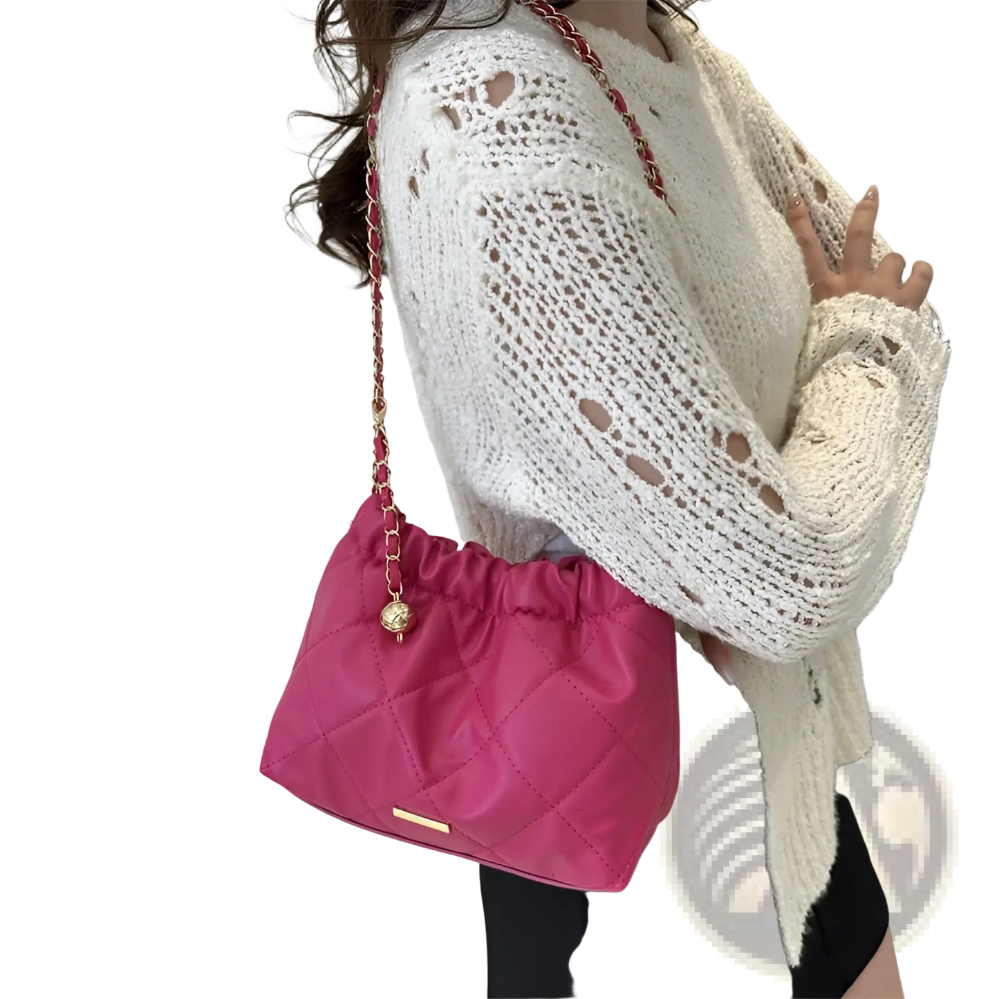Quilted Faux Leather Crossbody Bag with Chain Strap