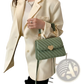 Quilted Heart Clasp Crossbody Bag with Ruched Handle