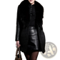 Quilted Leather Coat with Plush Fur Collar