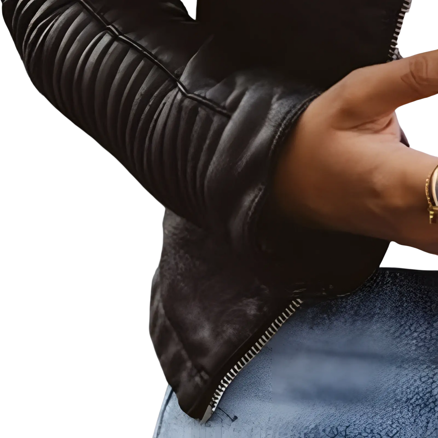 Quilted Leather Moto Jacket Slim Fit Women's Coat