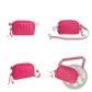 Quilted Pink Puffer Belt Bag with Striped Strap